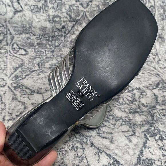 Franco Sarto EMMA Silver Metallic Strappy Mules Sandals Size 7 - Picture 6 of 7